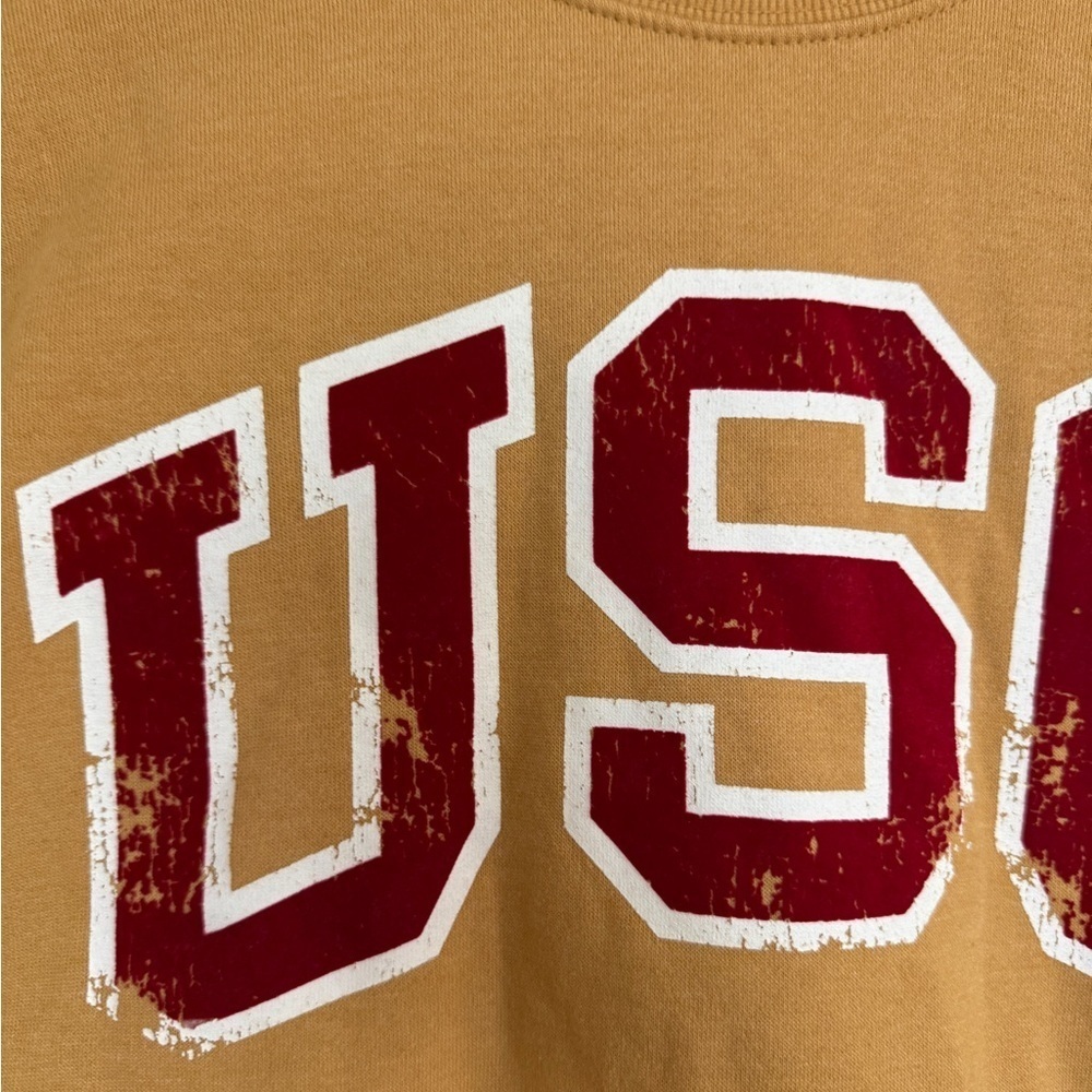 USC Goodie Two Sleeves College Pullover Crewneck Graphic Sweatshirt Small Gold - Picture 4 of 8